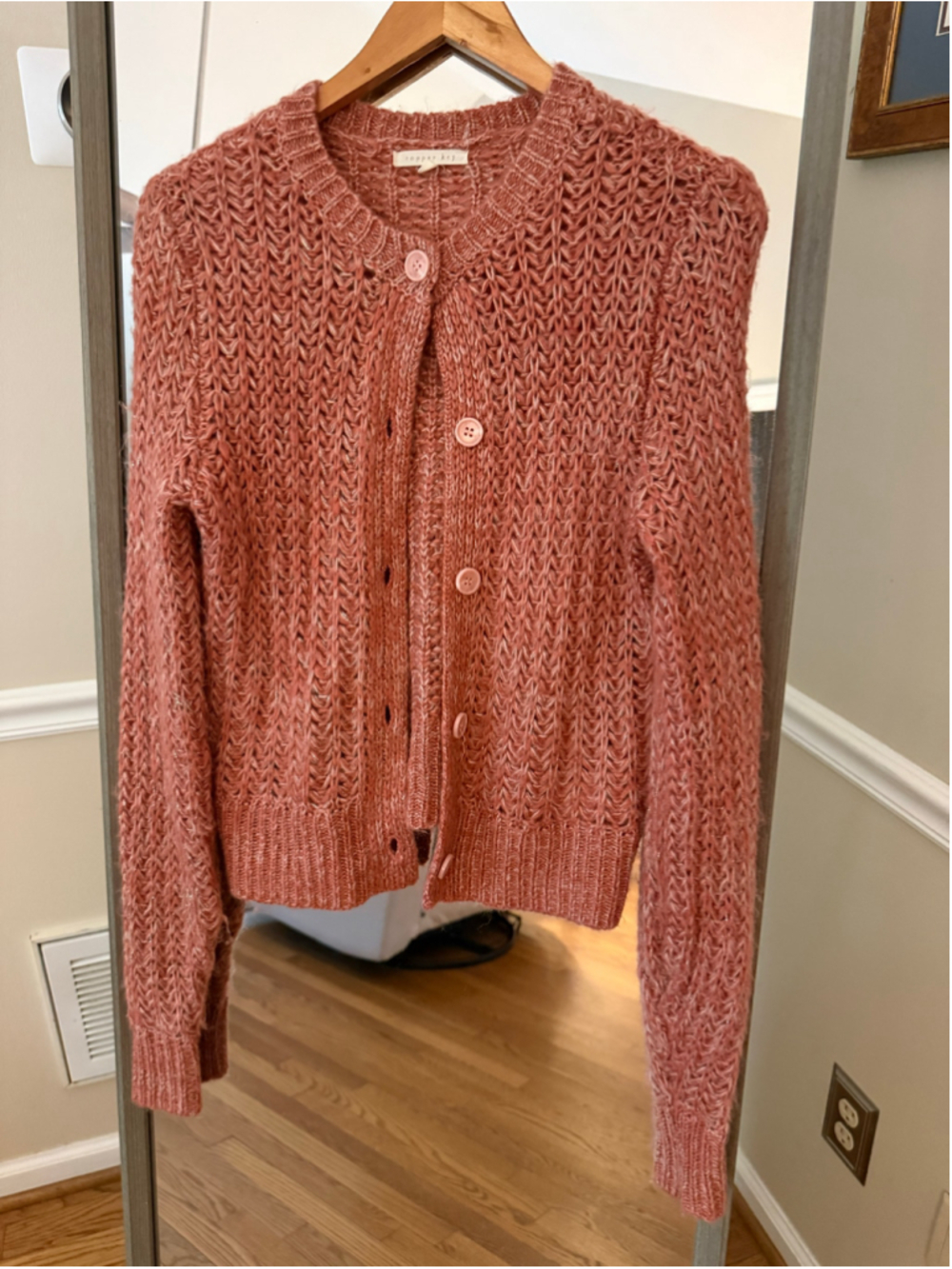 Women's Copper Key Pink Knit Cardigan Sweater Size M